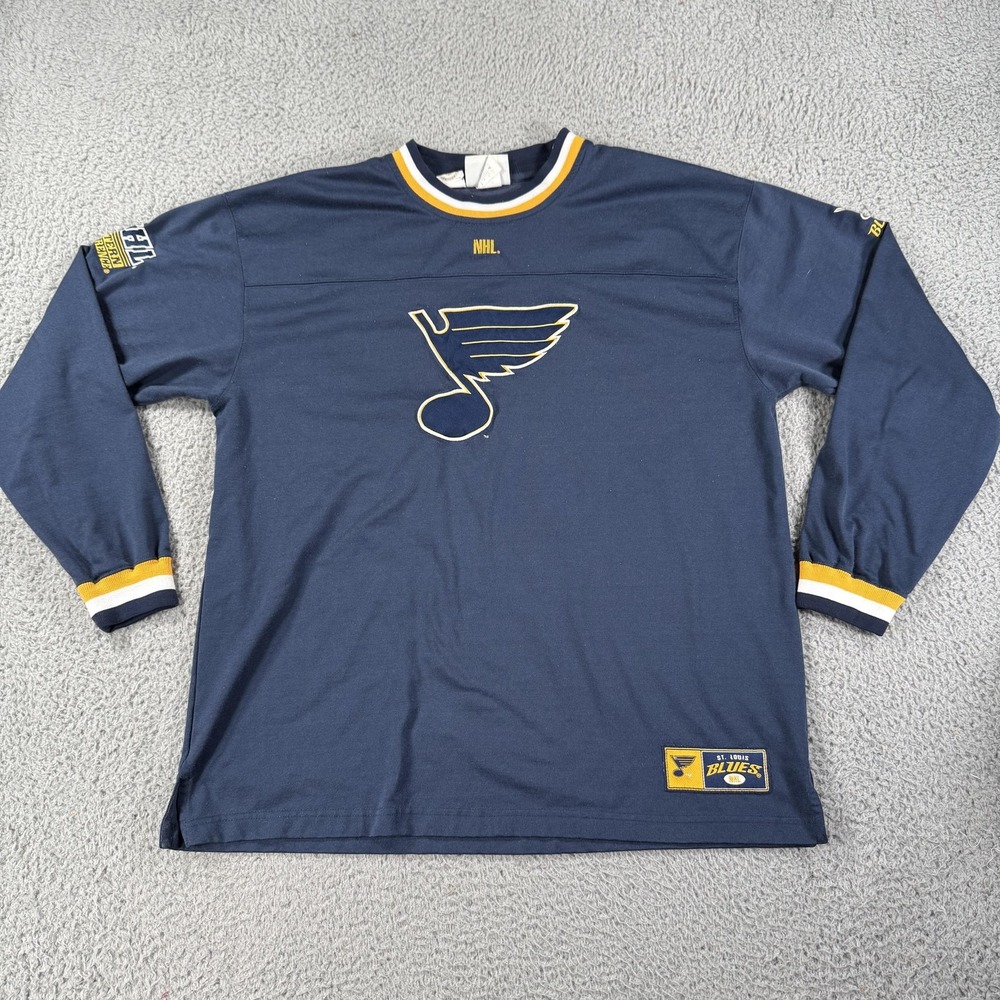 Vintage St. Louis Blues‎ Shirt Mens XL Blue NHL Hockey Long Sleeve Western 90s